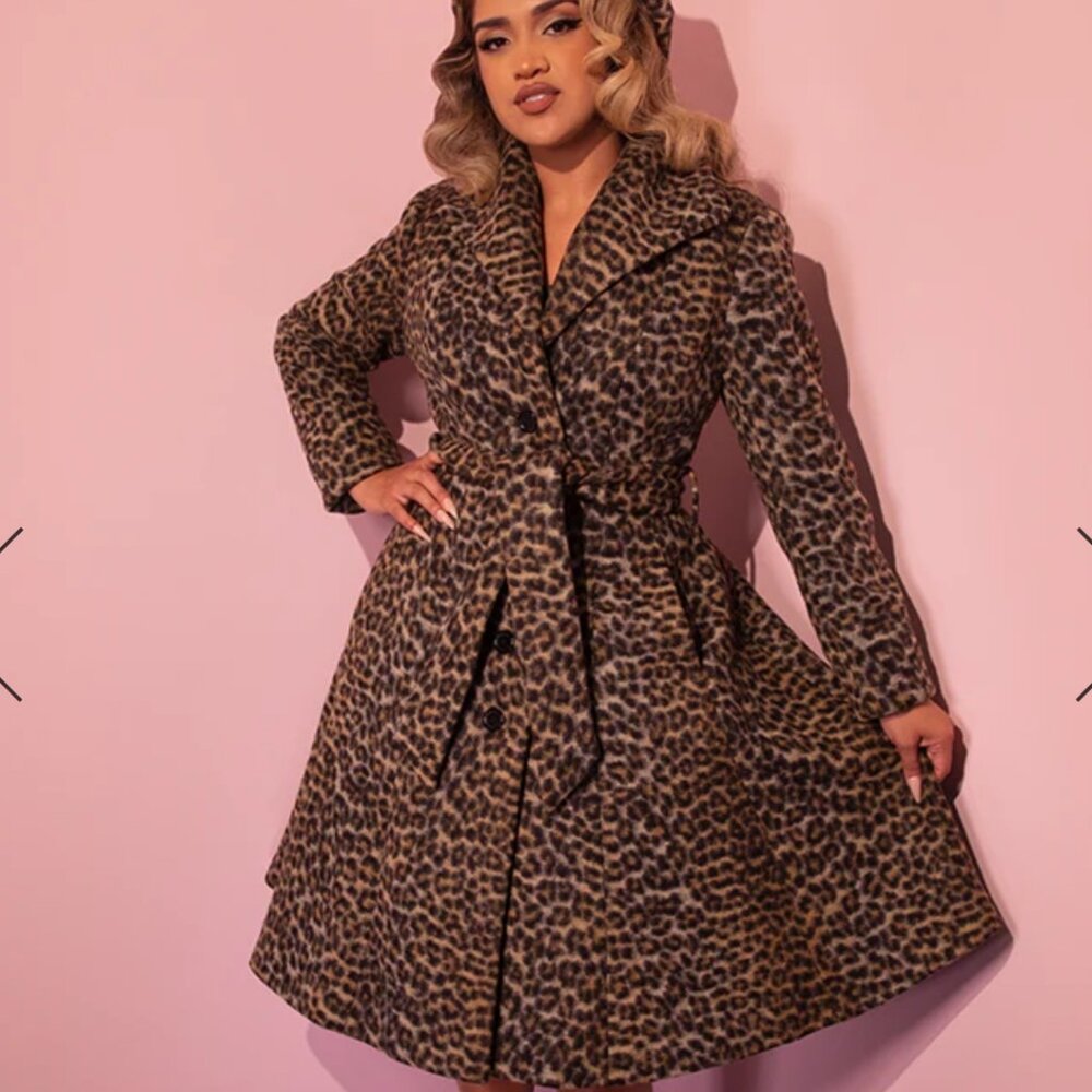 Vixen by Micheline Pitt Leopard Starlet Coat MED NWT